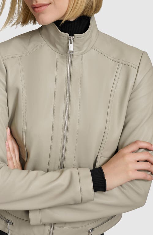 Andrew Marc Rowan Leather Coat In Stone