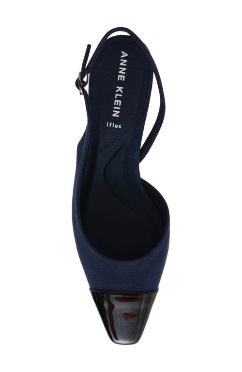 Shop Anne Klein Sadella Square Toe Slingback Pump In Navy