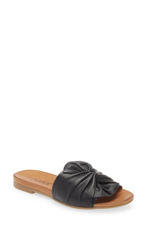 Knotty Slide Sandal in Black Napa
