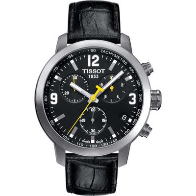 Tissot Prc200 Chronograph Leather Strap Watch, 42Mm