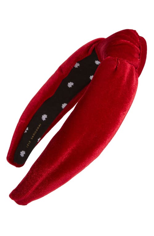Lele Sadoughi Velvet Knotted Headband in Red