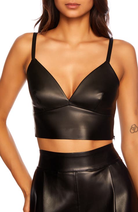 Black Faux Leather Top, Tops