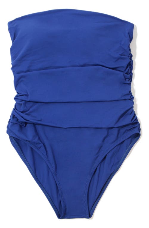 Shop Hanky Panky Strapless Bandeau One-piece Swimsuit In Poolside (blue-solid)