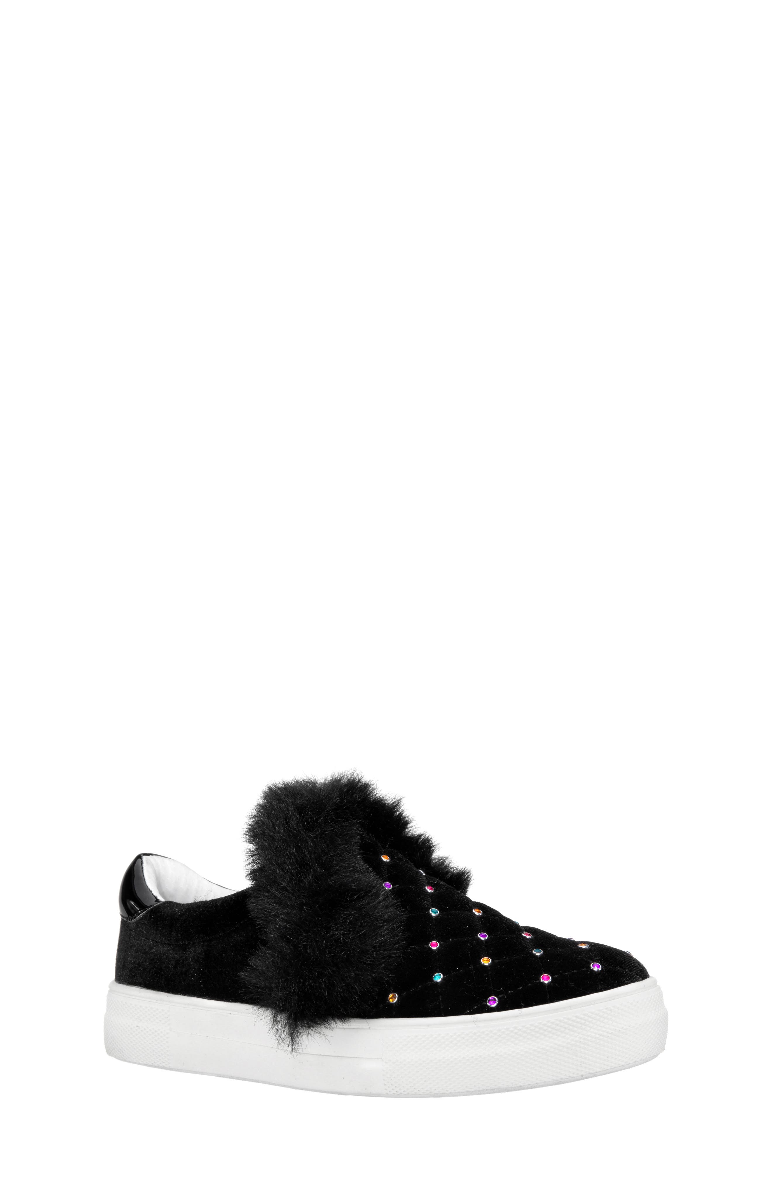 UPC 794378406013 product image for Toddler Girl's Nina Caziah Faux Fur Sneaker, Size 12 M - Black | upcitemdb.com