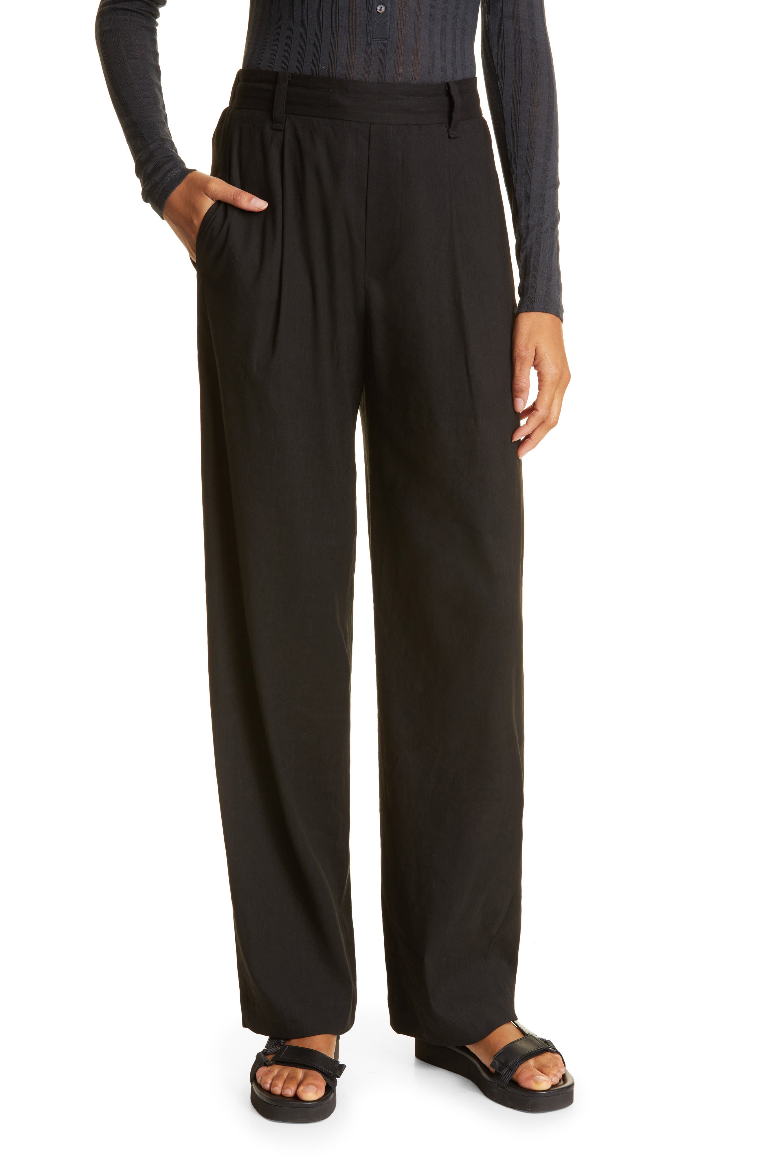 Vince Pleated Linen Blend Pants | Nordstrom