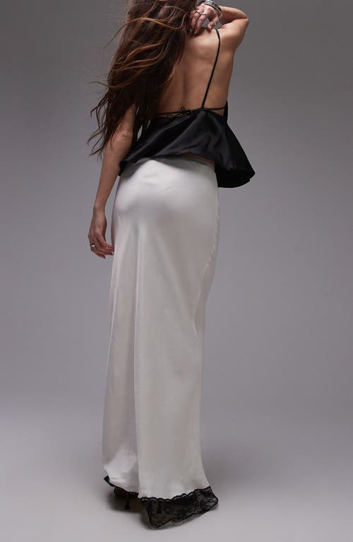 Shop Topshop Bias Cut Satin Maxi Skirt In Ivory