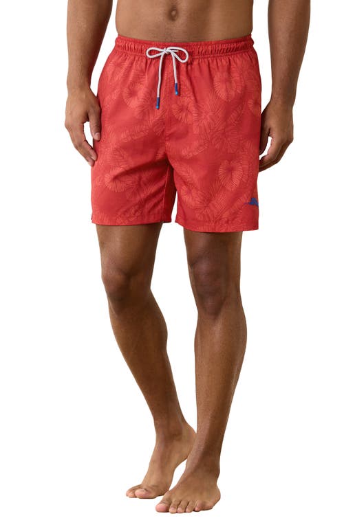 Naples Keep it Frondly Swim Trunks in Red Tulip