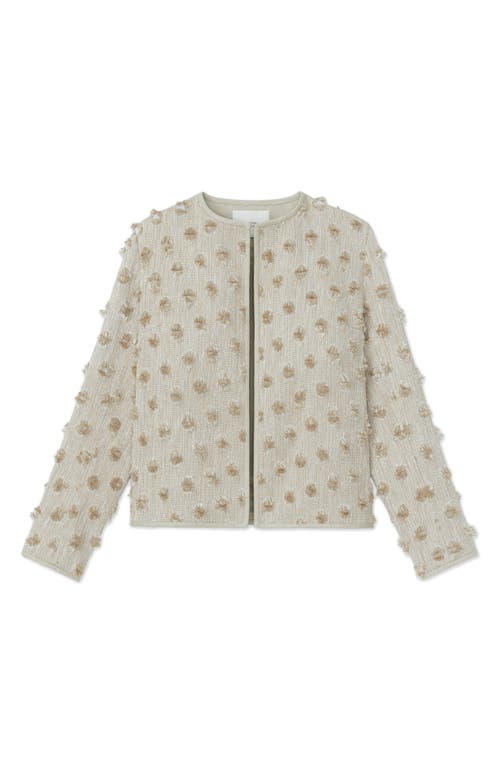 Shop Lafayette 148 New York Clip Dot Jacquard Open Front Jacket In Plaster Iridescent