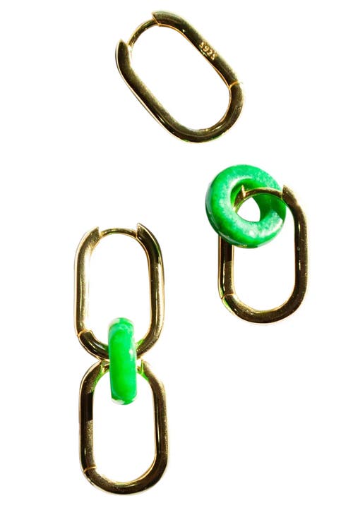 Seree Women's Gold Della Convertible Link Jade Earrings In Bright Green