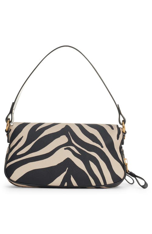 Shop Tom Ford Zebra Stripe Calfskin Leather Shoulder Bag In Black/beige