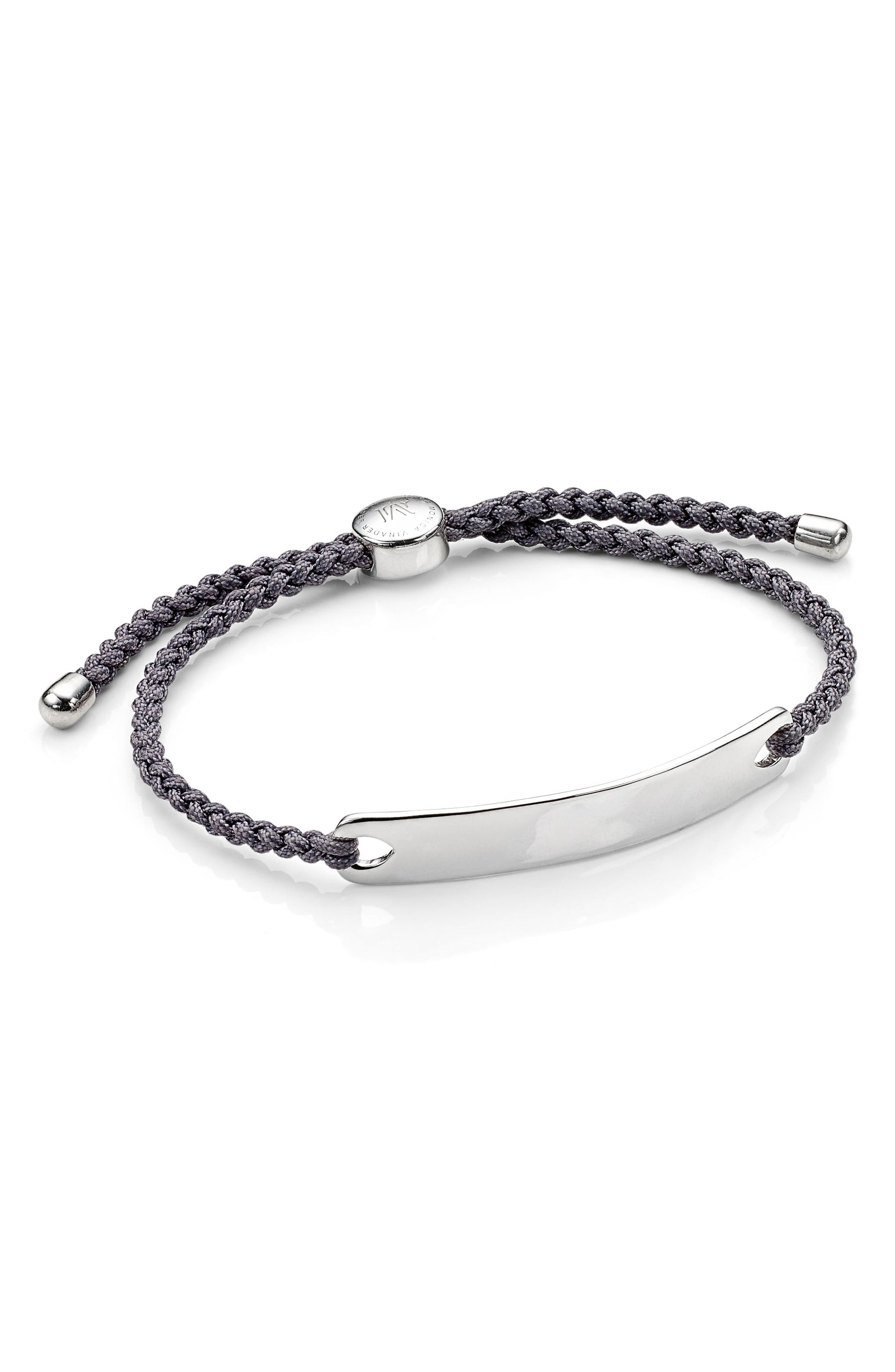 Monica Vinader Men's Linear Friendship Bracelet in Silver/Black