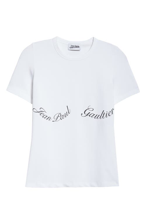 Shop Jean Paul Gaultier Logo Stretch Cotton Baby Tee In White/black