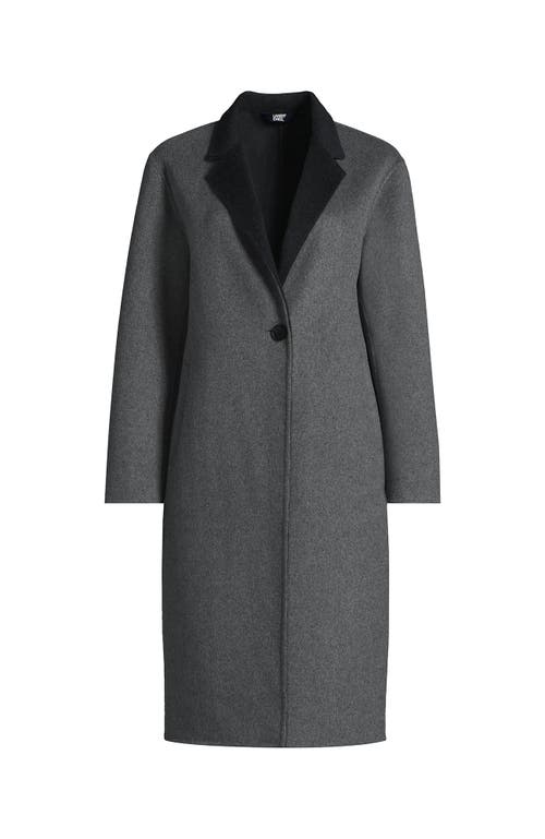 Shop Lands' End Wool Blend Top Coat In Charcoal/gray Double Face