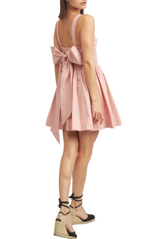Shop En Saison Eleanor Stripe Bow Back Cotton Minidress In Blush Pink