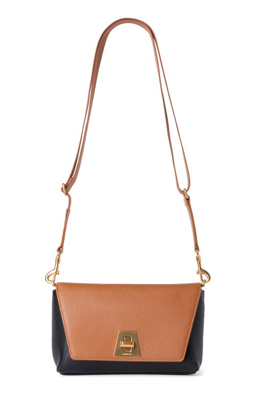 Shop Akris Small Anouk Calfskin Crossbody Bag In Cuoio/black