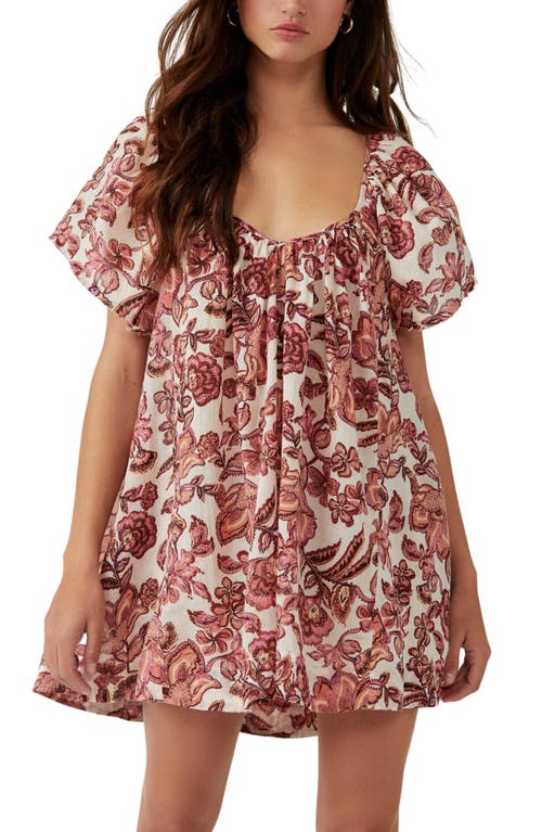 Shop Free People Kauai Print Tunic Top In Ivory/burgundy Combo