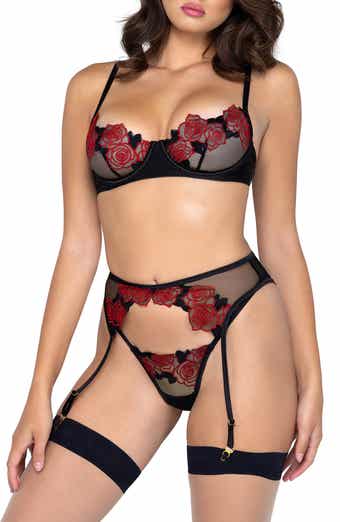 Roma Confidential Fringe Sparkle Open Cup Underwire Bra & High Waist  Crotchless Panties Set, Nordstrom