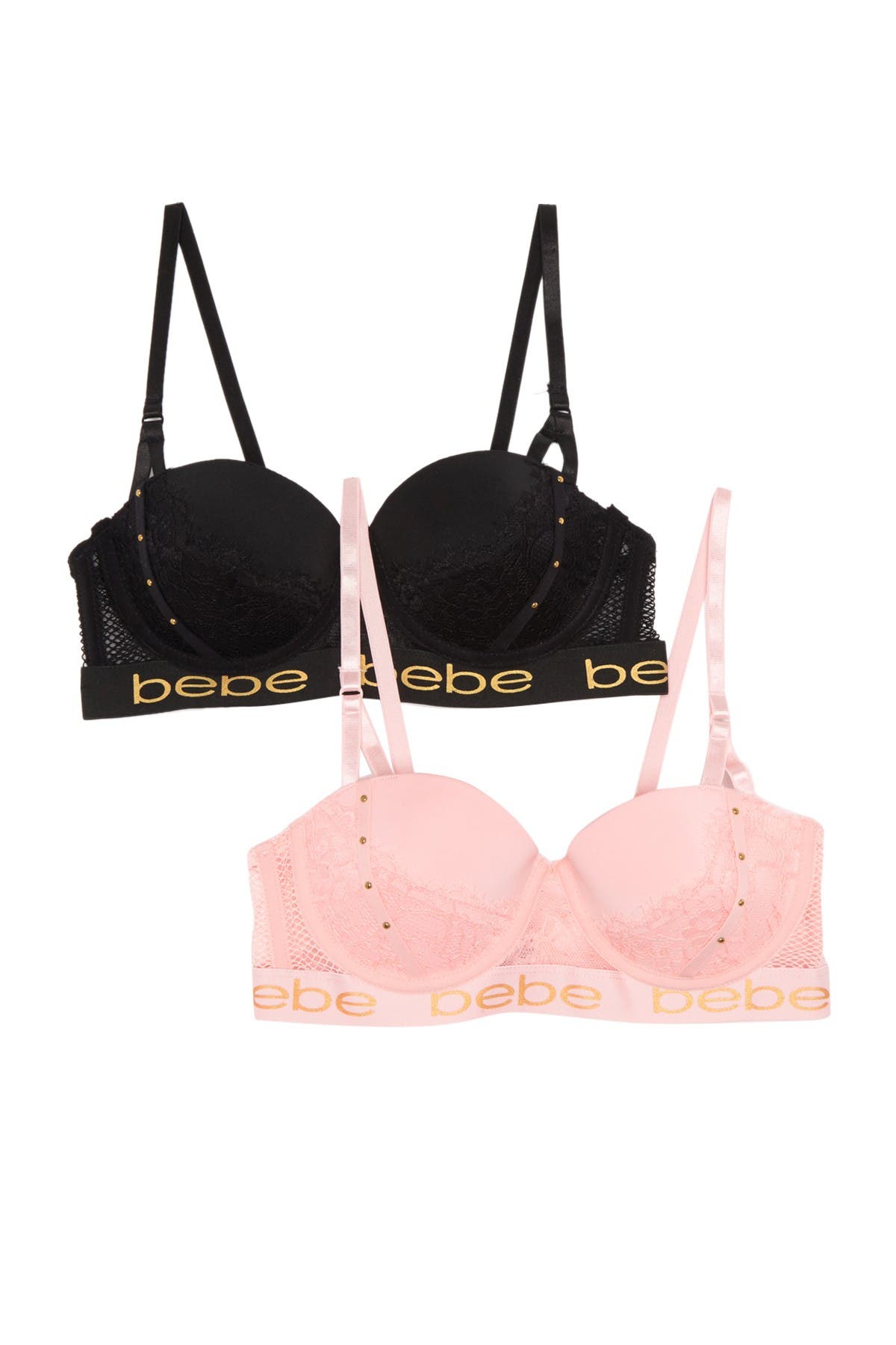 Bebe Lace Fishnet Underwire Bra B D Cups Pack Of 2 Nordstrom Rack