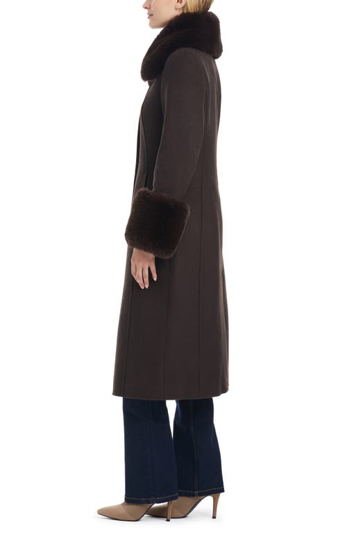 Shop Vince Camuto Wool Blend Coat With Removable Faux Fur Collar And Cuffs In Espresso