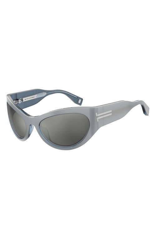 Marc Jacobs 61mm Wrap Cat Eye Sunglasses In Silver/silver Mirror
