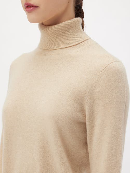 Shop Gobi Cashmere Classic Turtle Neck In Beige