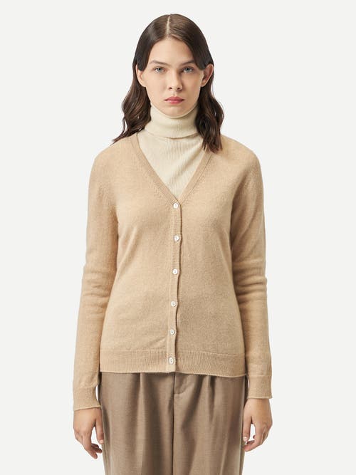 Shop Gobi Cashmere V-neck Cardigan In Beige