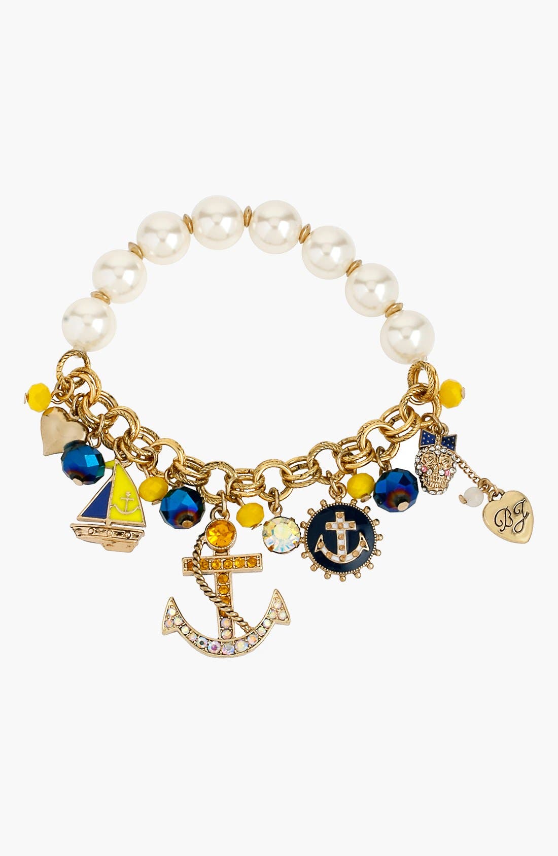 Betsey Johnson 'Anchor Boost' Faux Pearl Charm Bracelet | Nordstrom