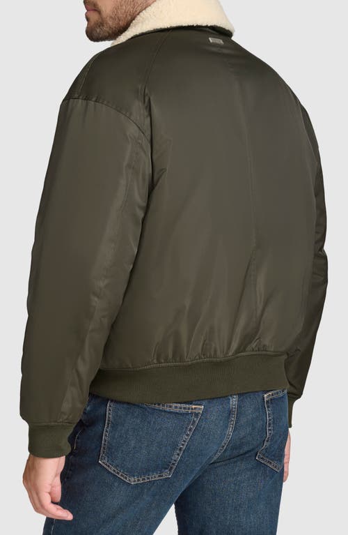 Shop Andrew Marc Flight Satin Aviator Jacket With Removable Bib In Olive