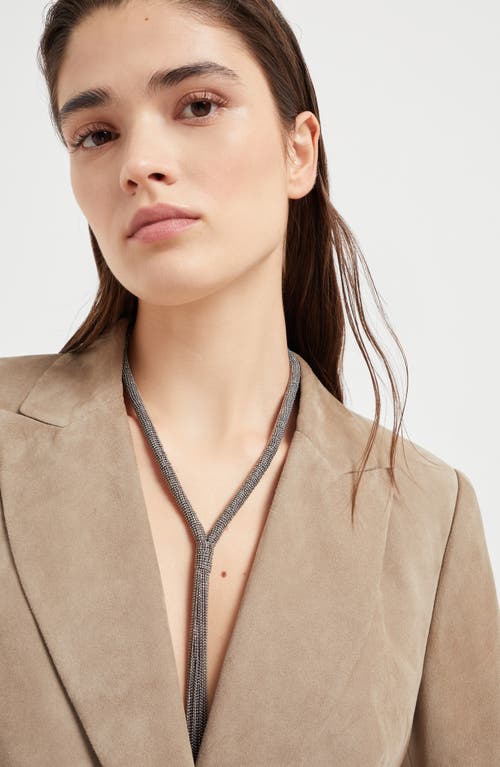 Shop Brunello Cucinelli Monili Tie Necklace In Lignite Grey