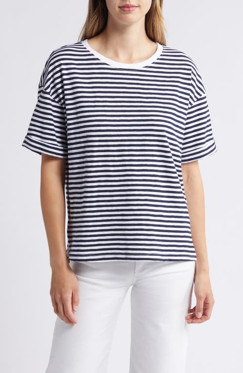 Caslonr Caslon(r) Relaxed Organic Cotton Boyfriend T-shirt In Navy- White Brooke Stripe