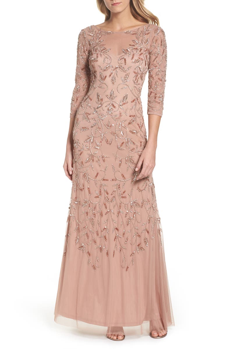 Adrianna Papell Beaded A-Line Gown (Regular & Petite) | Nordstrom