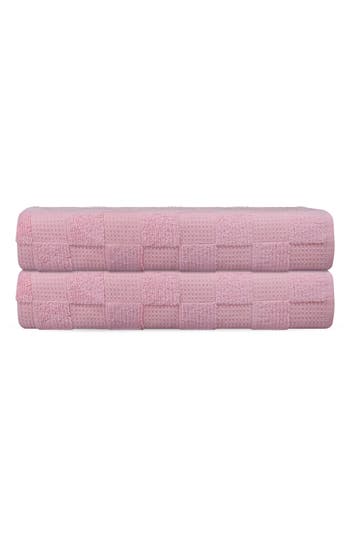 Shop Brooks Brothers Waffle Terry 2-piece Turkish Cotton Bath Towel Set In Blush
