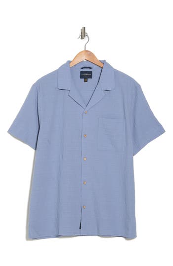 Shop Lucky Brand Crinkle Club Camp Shirt In Tempest