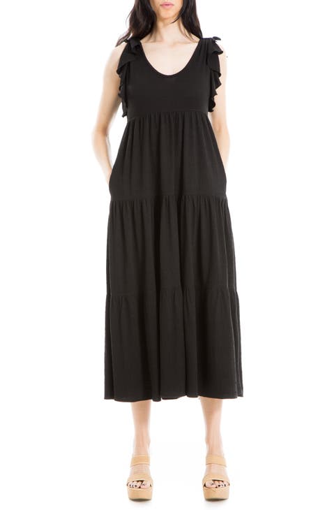 Max Studio MAX STUDIO Flutter Sleeve Pleated Midi Dress in Rd Eucalyptus  Crntn Lvs at Nordstrom Rack