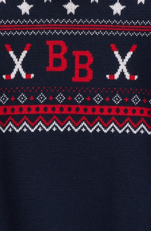 Shop Brooks Brothers Kids' Fair Isle Organic Cotton Sweater In Navy