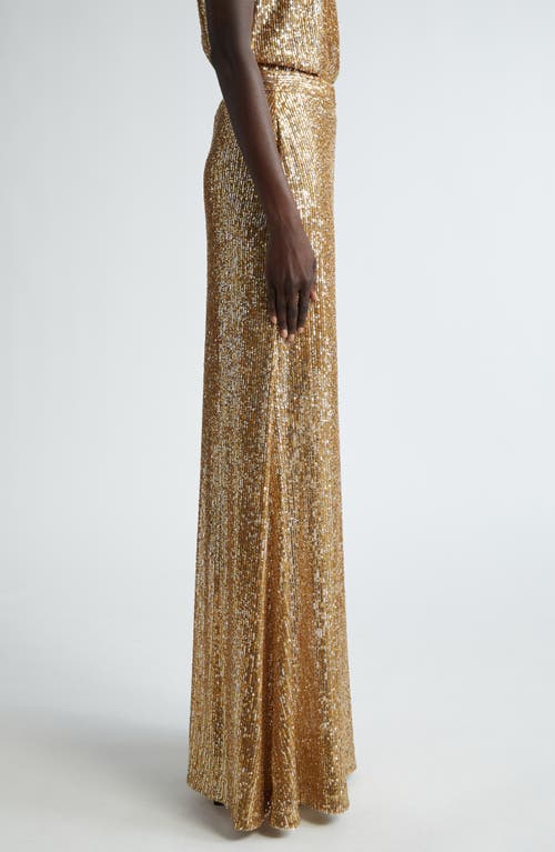 Shop St John St. John Collection Sequin Embroidered Knit Skirt In Gold