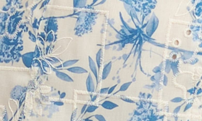 Shop En Saison Davina Floral Eyelet Embroidered Scallop Hem Minidress In Blue