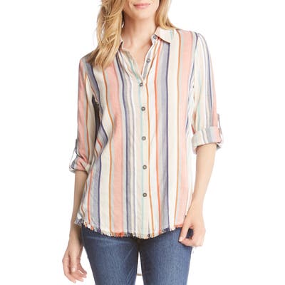 Karen Kane Fringe Hem Shirt, Pink