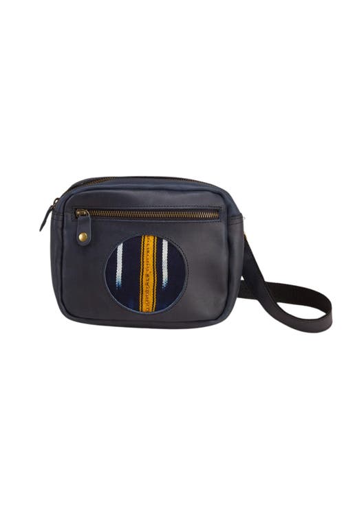 Sarep + Rose Heli Convertible Leather Crossbody Belt Bag In Navy Baoule