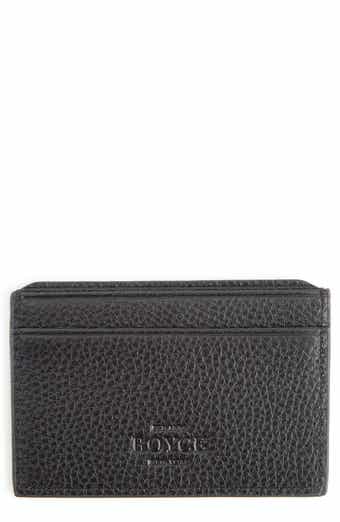 Card Holder With Note Compartment In Black Pebble Grain