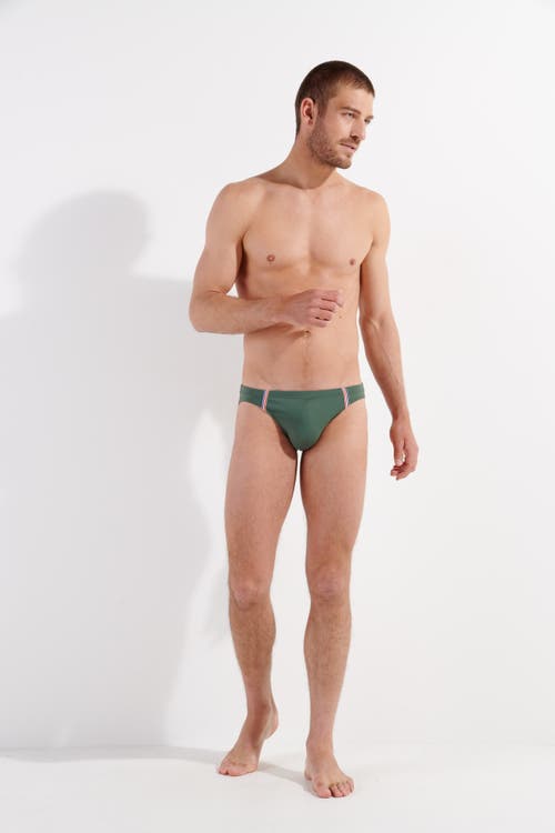 Shop Hom Nautical Cup Micro Brief In Khaki Green