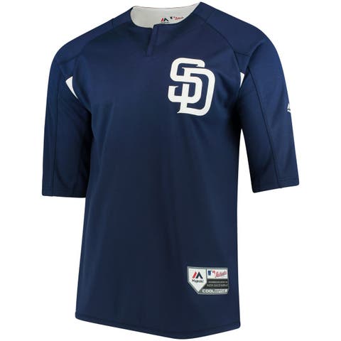 Men's Majestic Navy/Light Blue Tampa Bay Rays Authentic Collection On-Field  3/4-Sleeve Batting