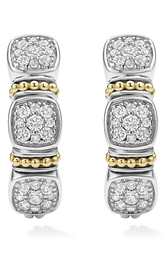 Shop Lagos Rittenhouse Diamond Pavé Hoop Earrings In Silver