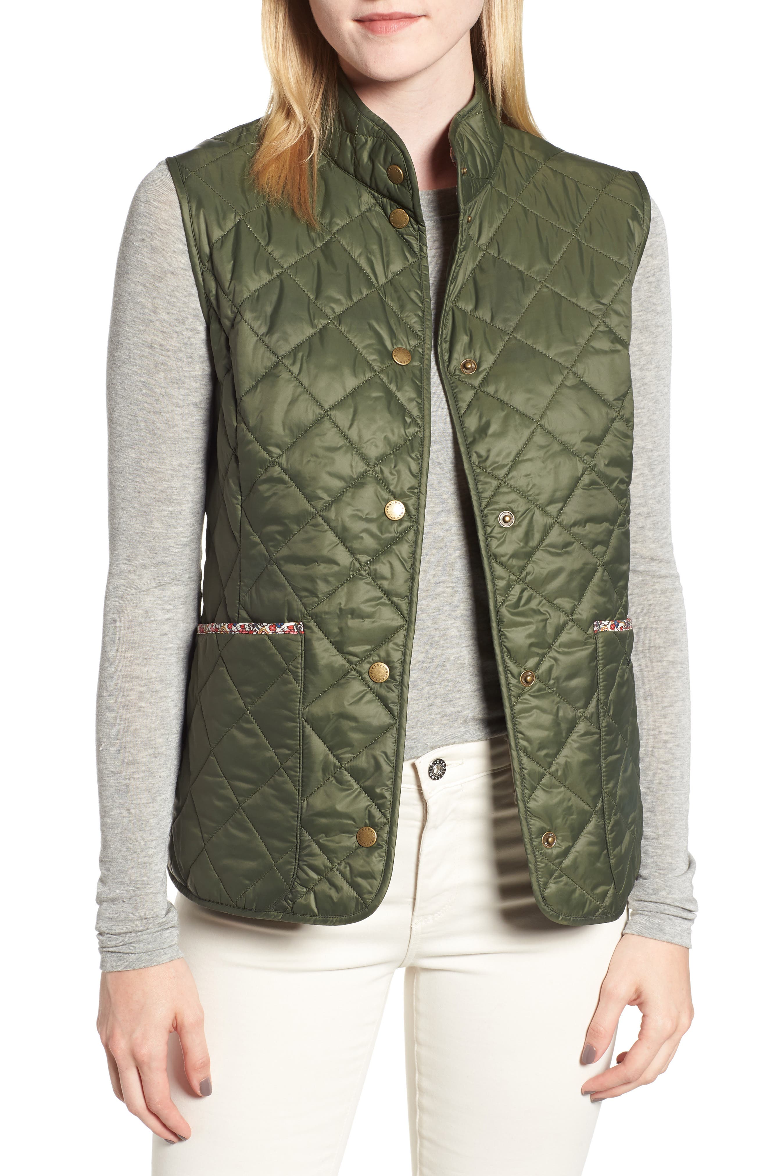 Barbour X Liberty Camila Quilted Vest, US / 8 UK - Green (Nordstrom Exclusive)