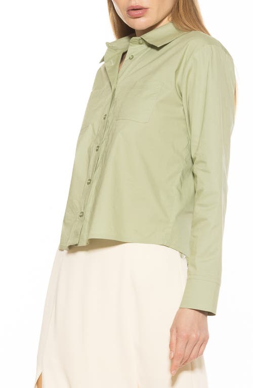 Shop Alexia Admor Roxanne Cotton Button-up Shirt In Sage