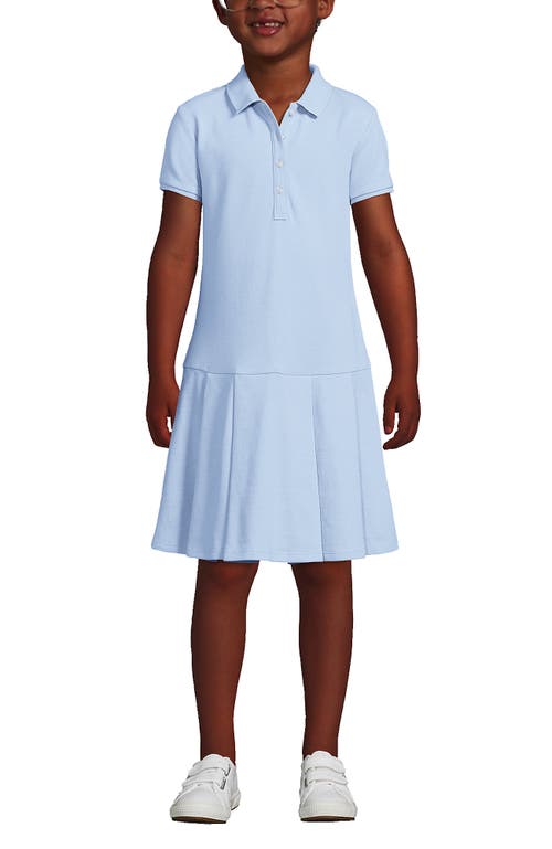 Shop Lands' End School Uniform Girls Short Sleeve Mesh Pleated Polo Dress In Blue