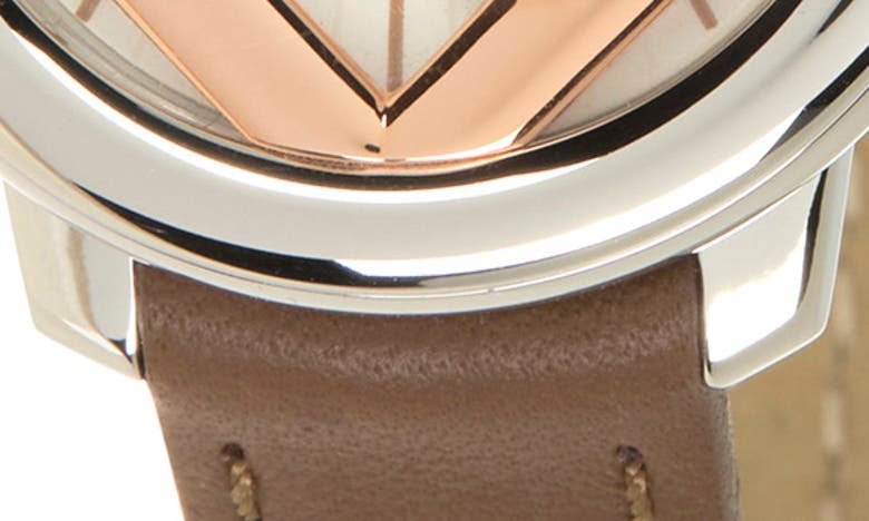 Fendi Run Away Leather Strap Watch, 28mm In Two Tone