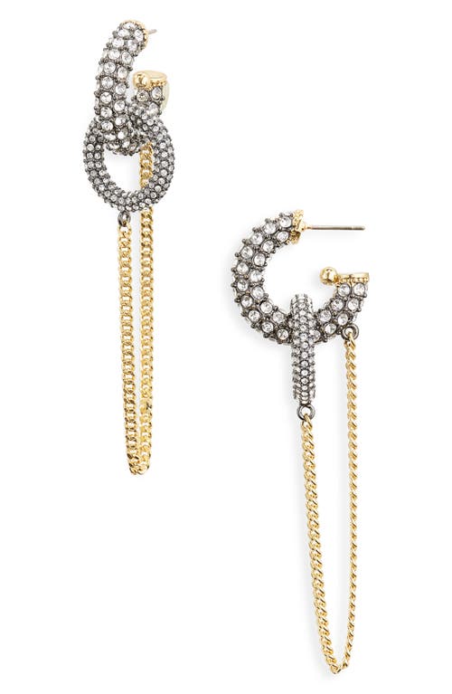 DEMARSON Martha Pavé Chain Hoop Earrings in 12K Shiny Gold/hema Pave