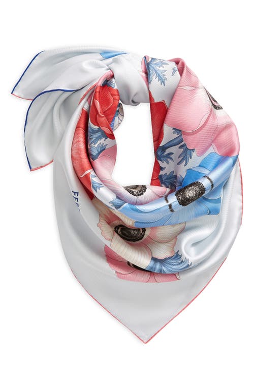 Shop Ferragamo Anemone Flower Silk Scarf In Azur/rose