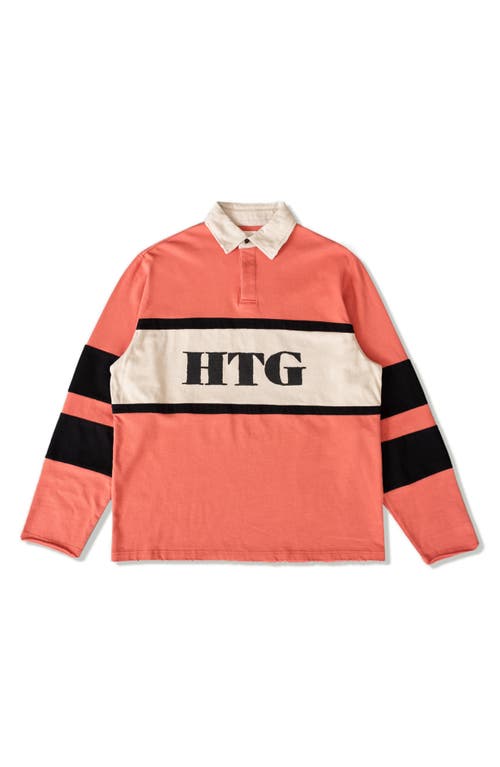 Oversize Cotton Rugby Polo in Brick